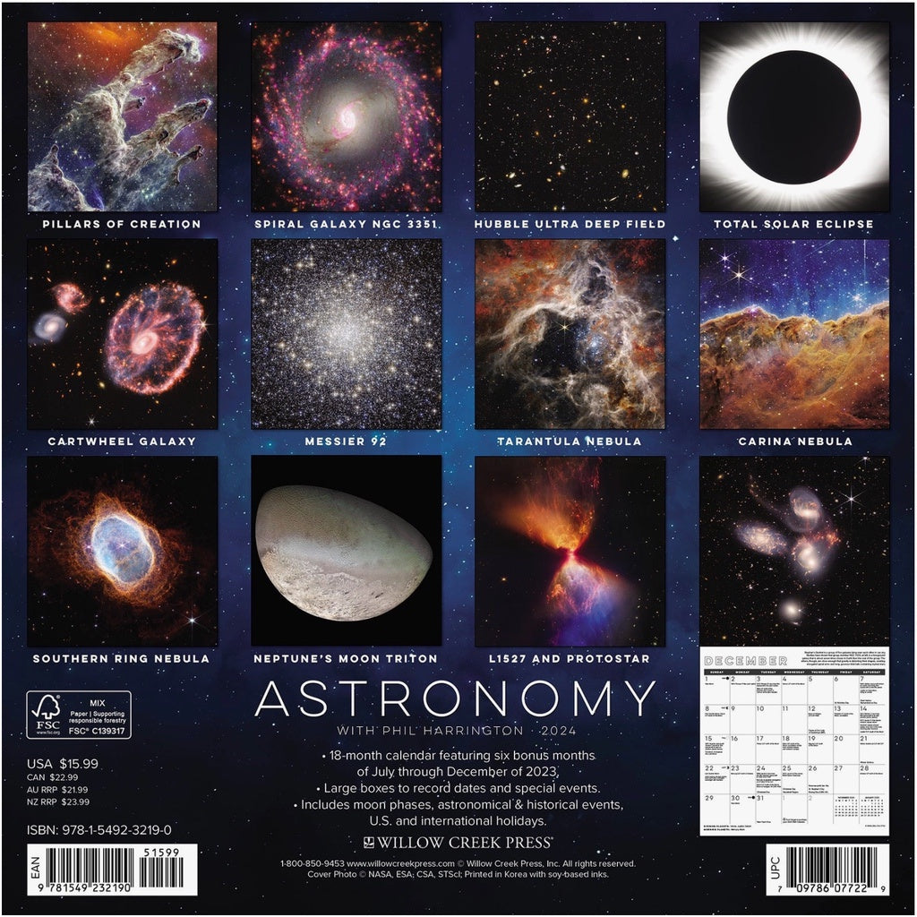Astronomy 2025 Wall Calendar JWST James Webb Space Telescope Calendar