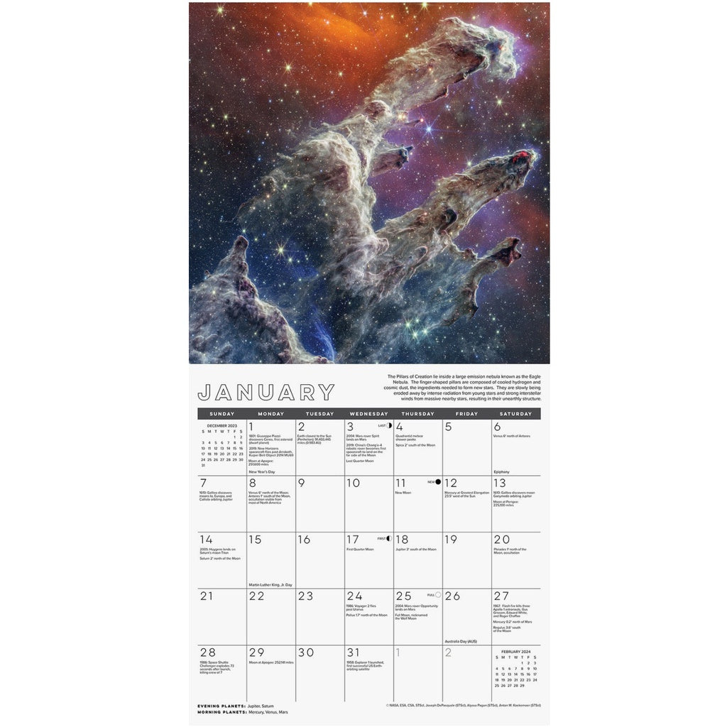 Astronomy 2025 Wall Calendar JWST James Webb Space Telescope Calendar