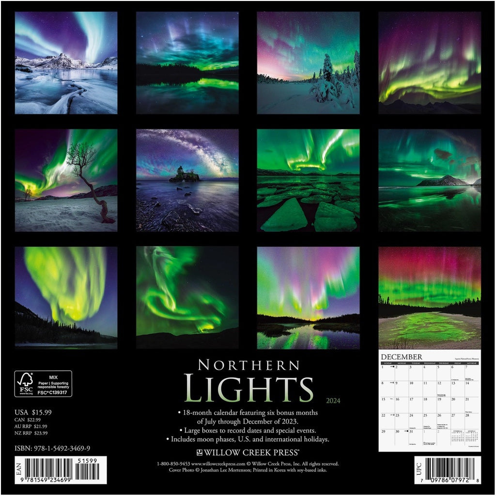 Northern Lights 2024 Wall Calendar Aurora Borealis Space Calendar