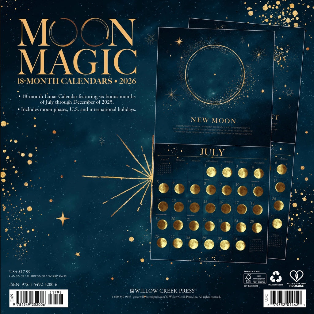 Moon Magic 2026 Moon Phase Wall Calendar - Lunar Moon Gift – The