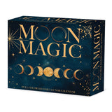 Front of 2026 Lunar Moon Phase Desk Box Calendar - Blue and Gold - Moon Gift