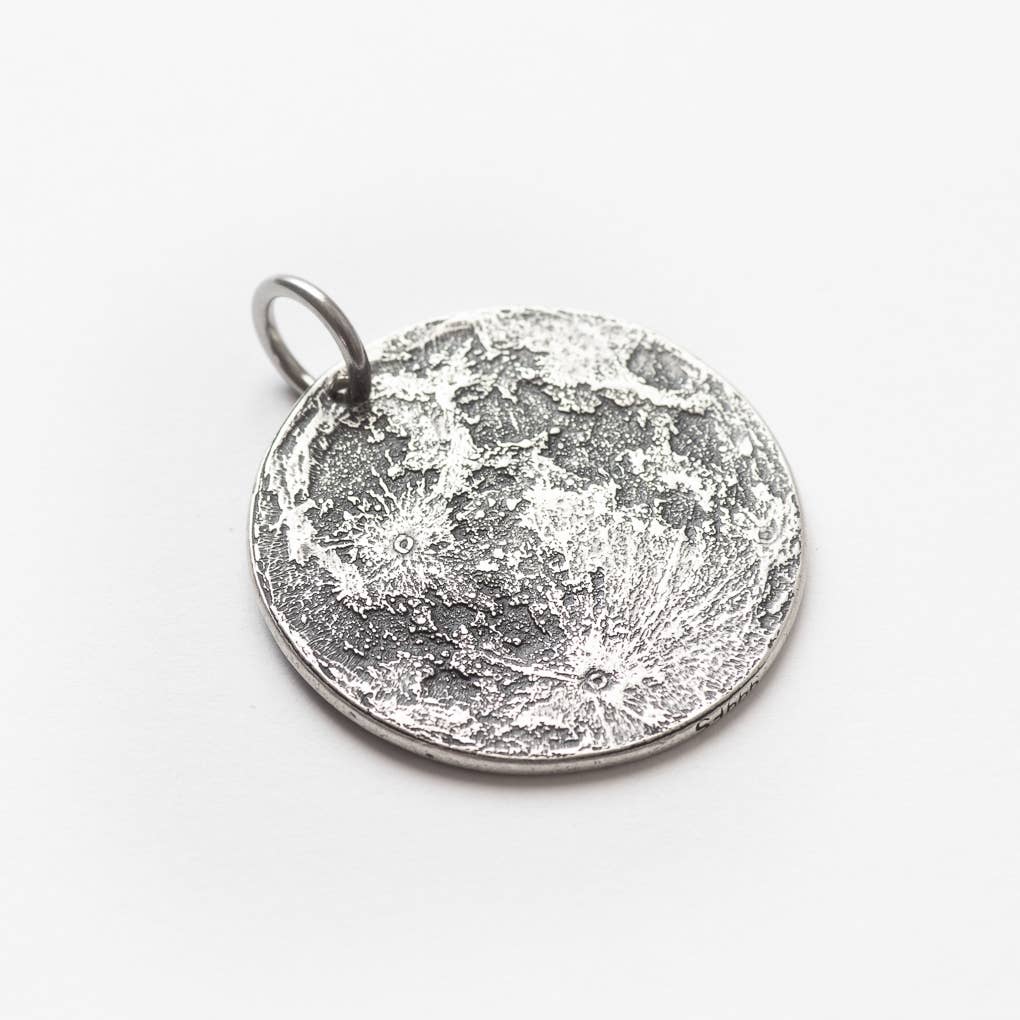 Fine Silver Full Moon Necklace Near Far Side of the Moon! Gift