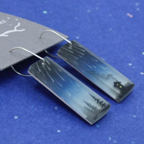 Meteor shower space jewelry night sky earrings