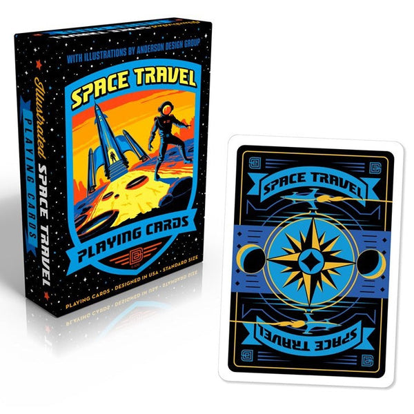 Space travel playing card deck with vintage space age art by Anderson Design Group space gift.