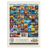 Back of Space-themed postcard set with vintage style retro space age art by Anderson Design Group