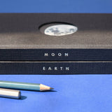 Moon & Earth Notebooks - Hardcover A6/A5 - Black & Gold - Space, Moon, Earth Gift