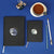 Moon & Earth Notebooks - Hardcover A6/A5 - Black & Gold - Space, Moon, Earth Gift