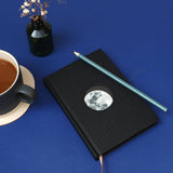 Moon Notebook - Hardcover A6 - Black & Gold - Space, Moon Gift