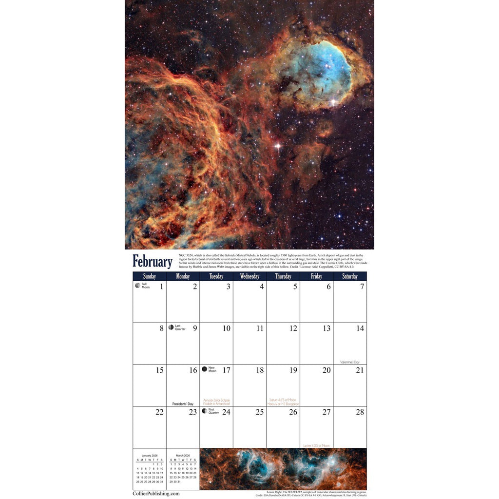 1990 宇宙企画Calendar The Universe 2026 Astronomy Wall Calendar - Grant Collier, space