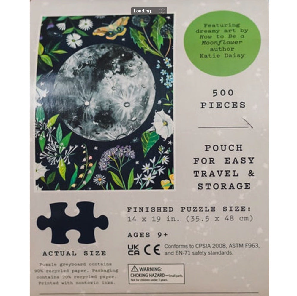 Moonflower Portable Puzzle - Katie Daisy - Moon Puzzle with Pouch