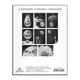 space, moon and animal themed greeting card set