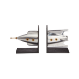 Rocket bookends by Pendulux. Aluminum and brass rocket ship bookends gift for space lovers!