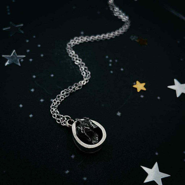 Small Chunky Teardrop Meteorite Necklace