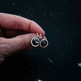 Small round genuine meteorite earrings jewelry for space lovers