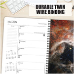 Close up of inside of Astronomy 2024 Engagement Calendar Weekly Planner Space Notebook