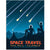 Front of Space Travel 2026 Wall Calendar with classic illustrated retro space age posters! 2026 space calendar gift.