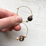 Mars and Moons Beaded Hoop Earrings: Gold