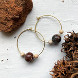 Mars and Moons Beaded Hoop Earrings: Gold