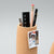 Rocket ship shaped desk organizer pen holder made of cork - office space themed gift