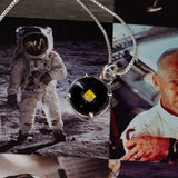 Sterling silver necklace with Apollo 11 space shuttle relic, a unique space necklace jewelry gift