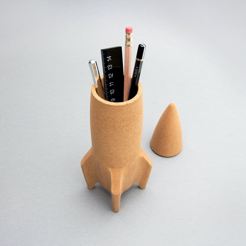 Suck UK Rocket Pen Holder For Desk | Desk Accessories For Men | Cork  Stationary Organizer & Cubicle Accessories | Pencil Holder & Pen Organizer  For