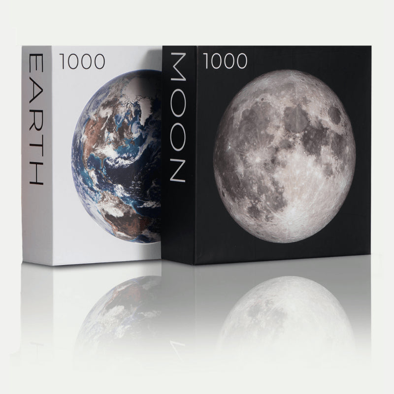 Earth & Moon Puzzle Set - Space Planet Puzzle Gift - Blue Kazoo