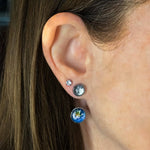 Earth and Moon Ear Jacket Earrings, the perfect space jewelry gift for space, earth and moon lovers!