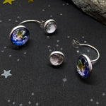 Earth and Moon Ear Jacket Earrings, the perfect space jewelry gift for space, earth and moon lovers!