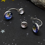 Earth and Moon Ear Jacket Earrings, the perfect space jewelry gift for space, earth and moon lovers!