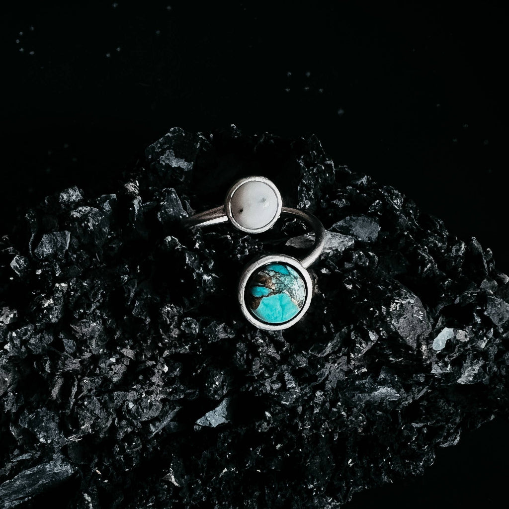 Space Jewellery Rings Earth and Moon Bypass Ring with Natural Stones - Space Jewelry Gift ...