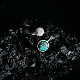 Earth and Moon bypess ring space jewelry gift with natural stones, space-themed ring.