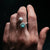 Earth and Moon bypess ring space jewelry gift with natural stones, space-themed ring.