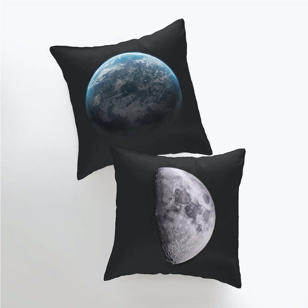 Earth and Moon double-sided space themed planet throw pillow!