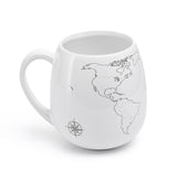 White traveler's mug with a map of the world that can be colored in. A great Earth-themed gift!