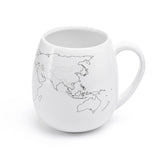 White traveler's mug with a map of the world that can be colored in. A great Earth-themed gift!