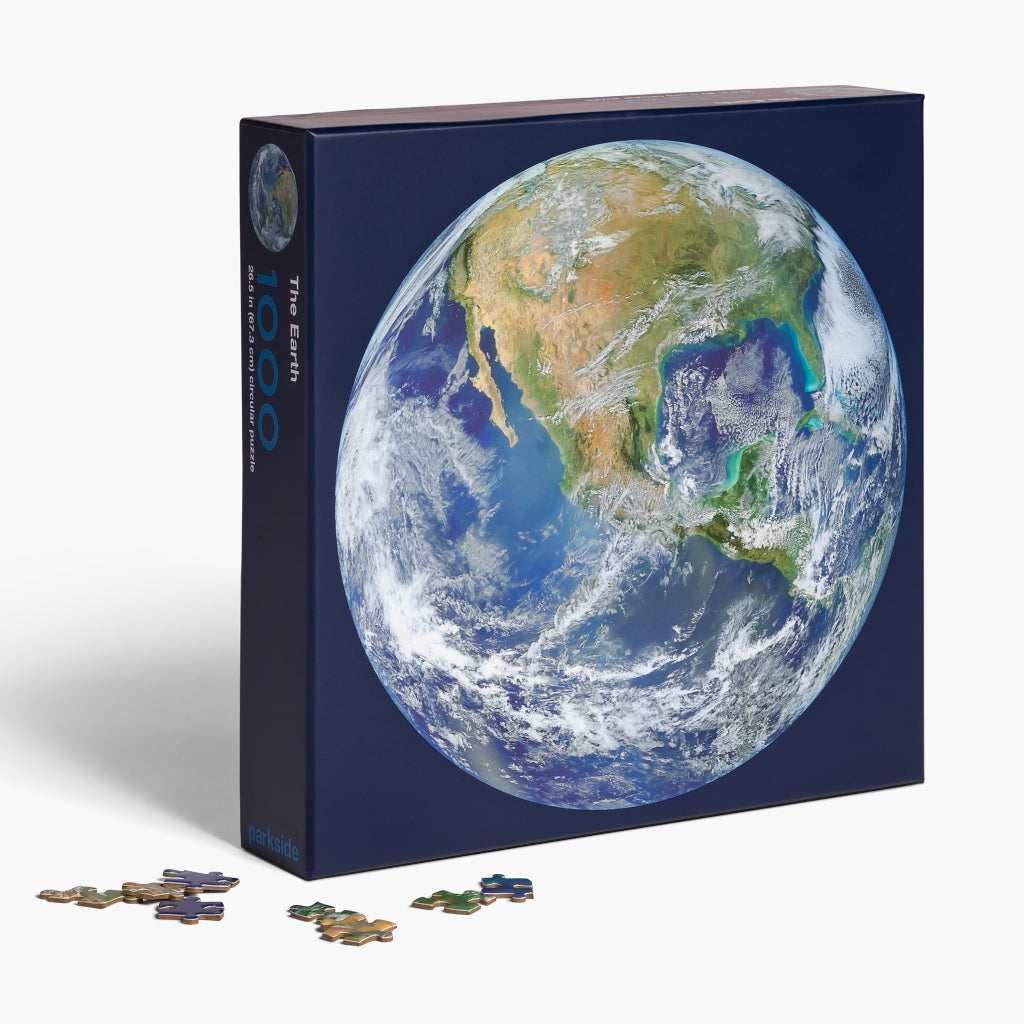 Space gift for adults - the Earth puzzle from Parkside Puzzles, formerly Four Point Puzzles! Showing the front of the box.