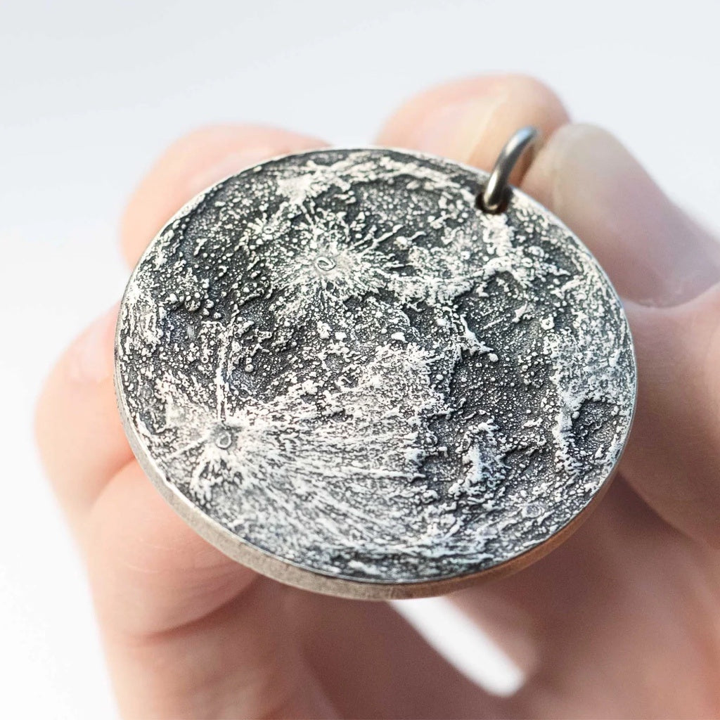 Fine Silver Supermoon Keychain/Charm - Near & Far Side of the Moon