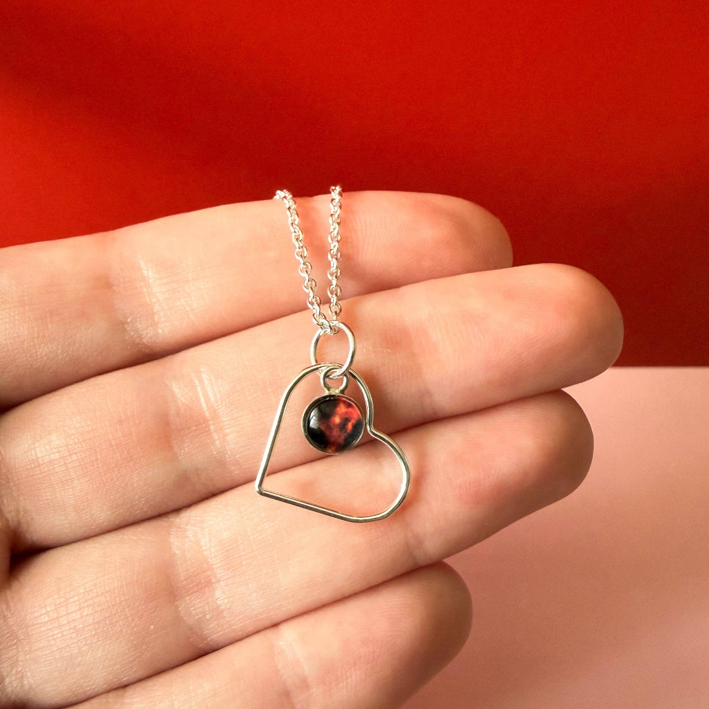 Heart of the Cosmos Sterling Silver Heart Nebula Necklace - space jewelry to show  your love