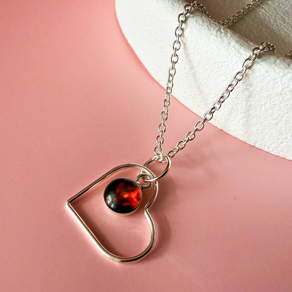 Heart of the Cosmos Sterling Silver Heart Nebula Necklace - space jewelry to show  your love