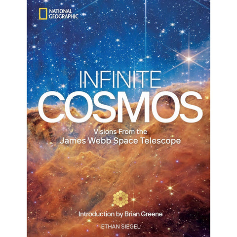 Front cover of National Geographic's Infinite Cosmos: Visions from the James Webb Space Telescope space photography JWST space gift coffee table book