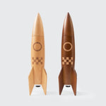 A large wooden rocket ship shaped salt/pepper grinder! A fun space gift for an adult space enthusiast.