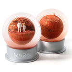 Glass Mars dust snow globe with adult and child astronaut - planet Mars space-themed gift - showing front and back