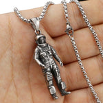 Men's stainless steel 3D astronaut necklace on stainless steel chain - spaceman space jewelry