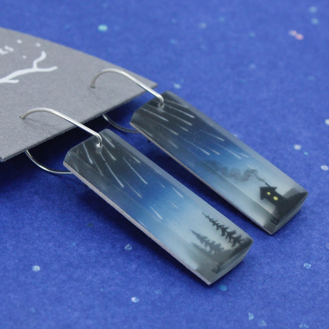 Meteor shower space jewelry night sky earrings
