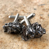 Mens space jewelry meteorite cufflinks with Campo Del Cielo meteorites! Mens space jewelry gift.