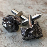 Mens space jewelry meteorite cufflinks with Campo Del Cielo meteorites! Mens space jewelry gift.