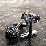 Mens space jewelry meteorite cufflinks with Campo Del Cielo meteorites! Mens space jewelry gift.