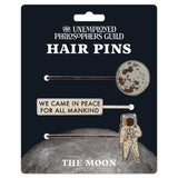 Moon-themed hair pins gift set! With Moon, Astronaut and We Came in Peace for all Mankind hair pins