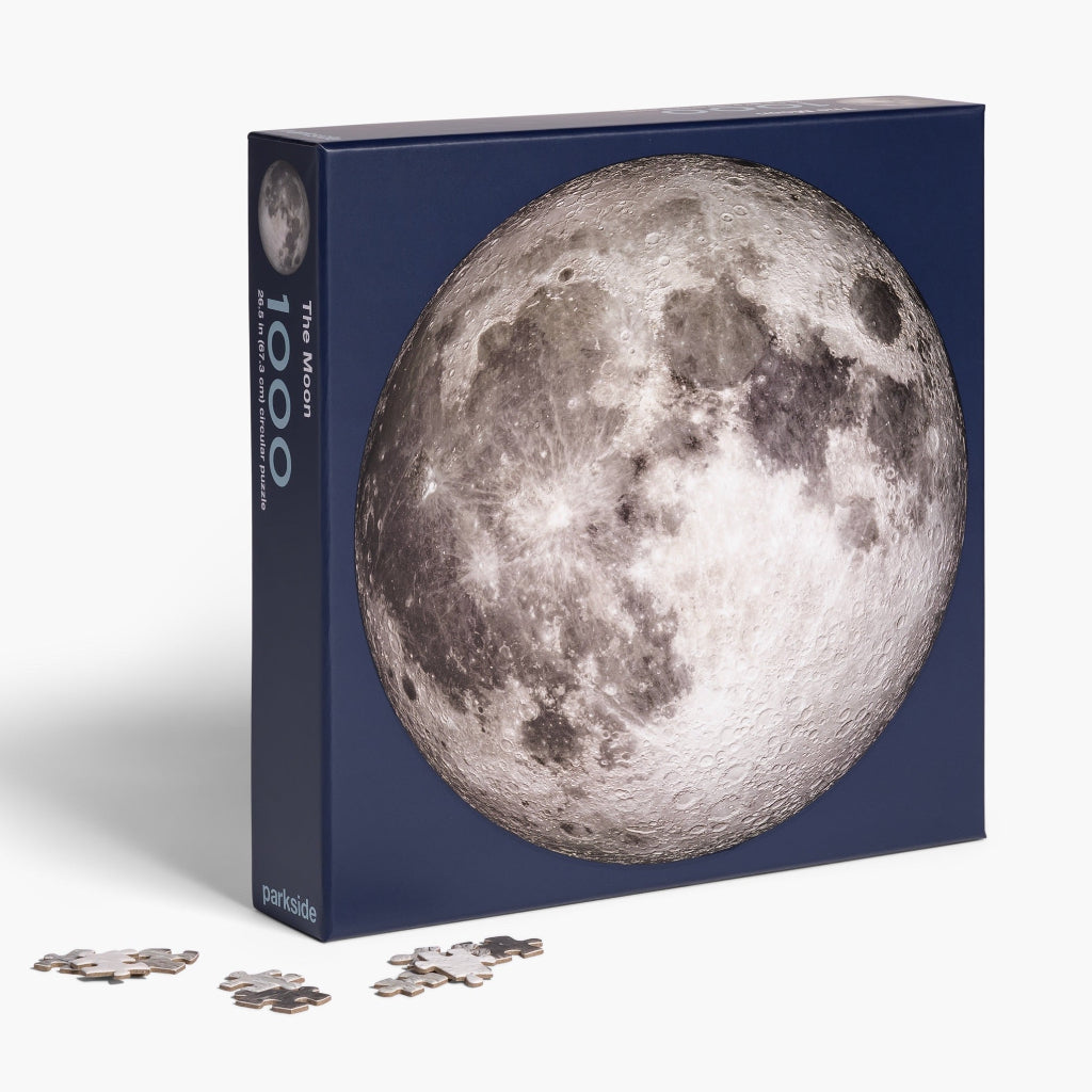 Space gift for adults - the Moon puzzle from Parkside Puzzles, formerly Four Point Puzzles! Showing front of box.