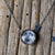 Moon necklace with glass covered pendant. Small, petite slider space themed necklace moon gift.